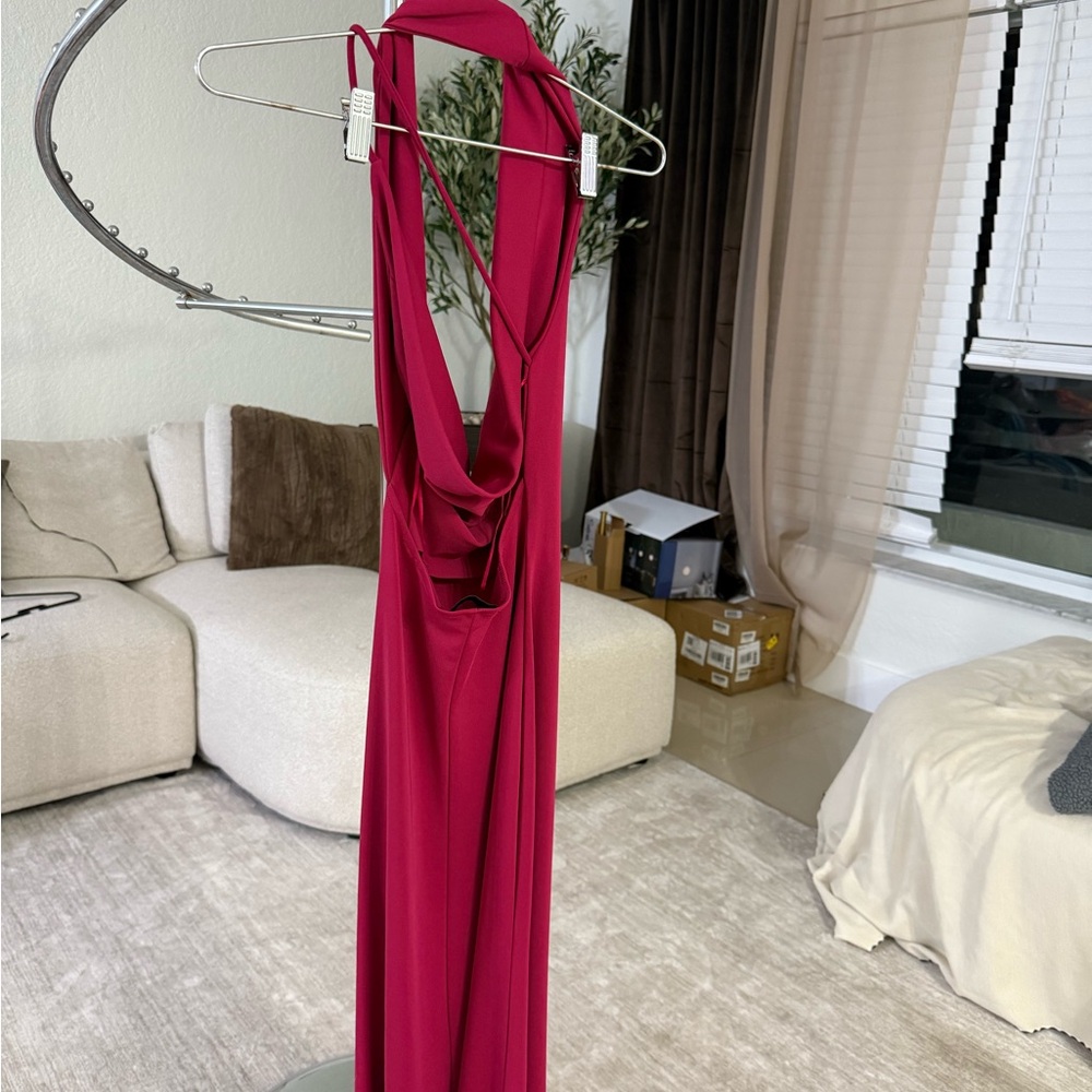 Elegant Red Halter Dress